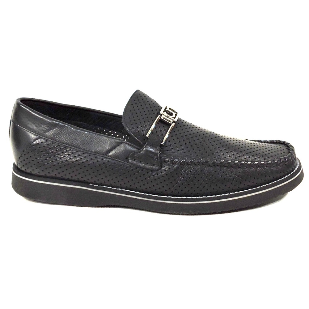 CASADEI 🇮🇹 MEN'S BLACK SOFT LEATHER COMFORT SUMMER LOAFERS - Picture 4 of 6